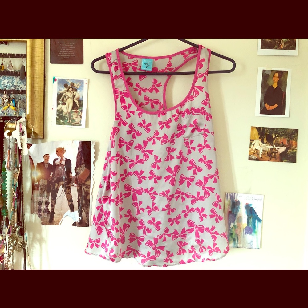 Bow silk tank
